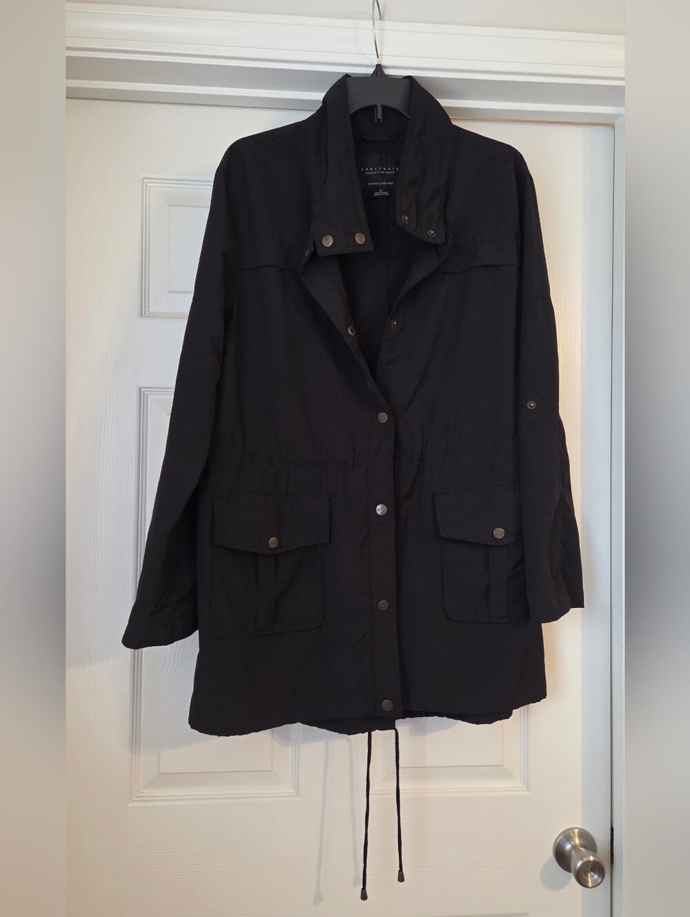 Sanctuary Black Utility Drawstring Anorak Jacket
